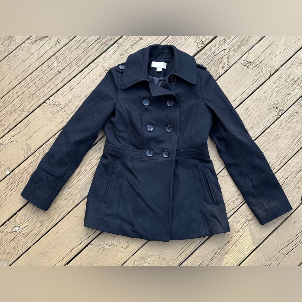 MICHAEL KORES 60% Wool Peacoat DOUBLE BREASTED Black Womans Small